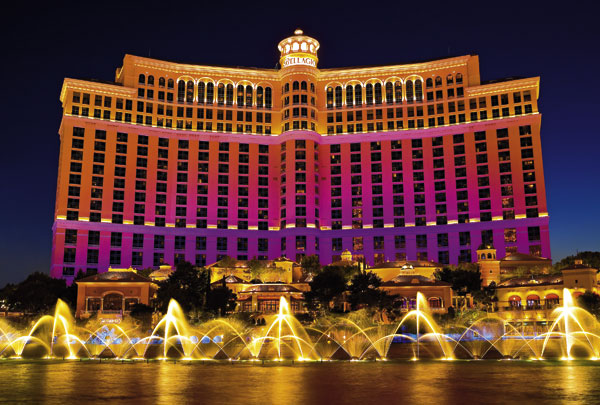 Das Bellagio Hotel und die dazugehörige Wassershow in Las Vegas 