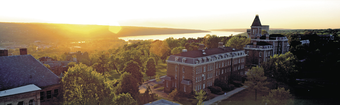 Cornell School bei Sonnenlicht in der totalen 