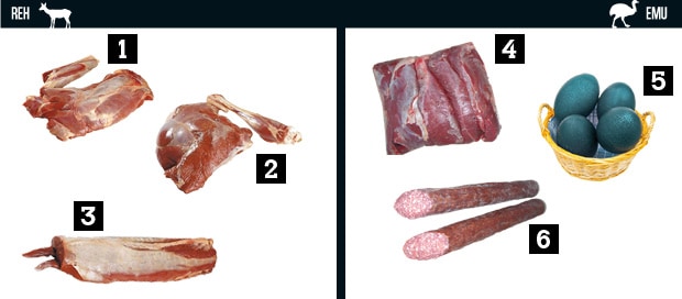Reh und Emu - ungewöhnliche Fleischprodukte