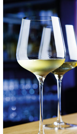 ein Weinglas gefüllt mit Sauvignon blanc