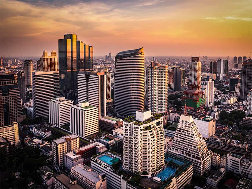 Bangkok bei Sonnenuntergang