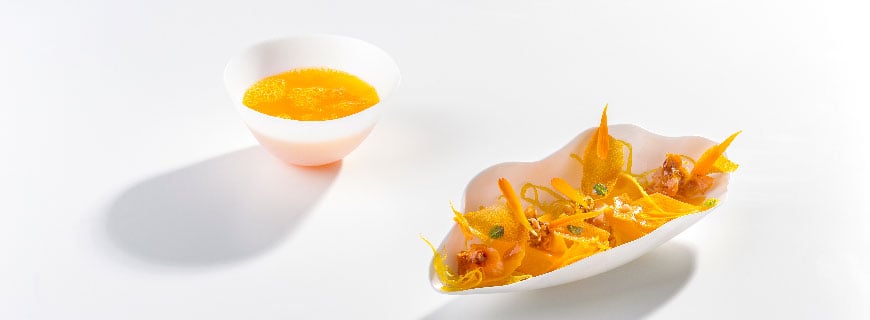 Quique Dacosta "Pumpkin from Benaguasil fermented in its own juice, with King crab"