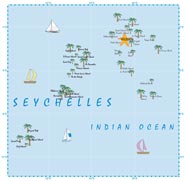 eine Karte der Seychellen im indischen Ozean