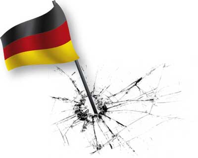 Deutschlands Fahne verursacht einen Sprung im Glas