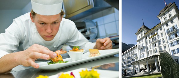 Mattias Roock konzentriert in der Küche des Kempinski Grand Hotels